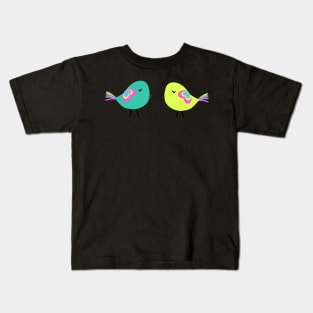 Colorful birds on wires Kids T-Shirt